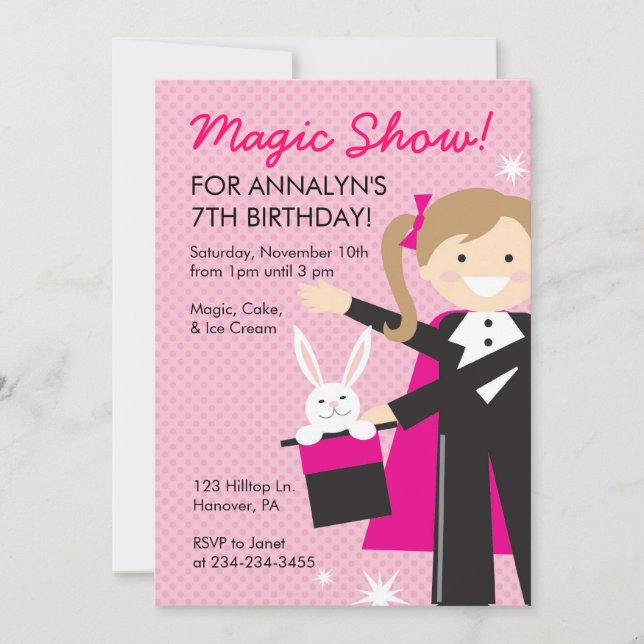 Magic Show Birthday Party Invitations (Front)