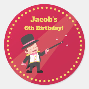 Magic Show Magician Boy Birthday Party Decor Classic Round Sticker