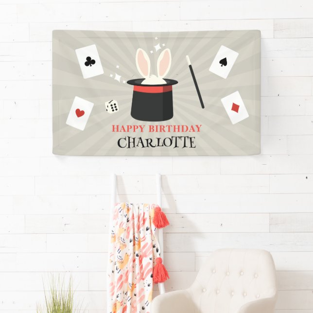 Magic Show Magician Kids Birthday Custom Name Banner (Insitu)