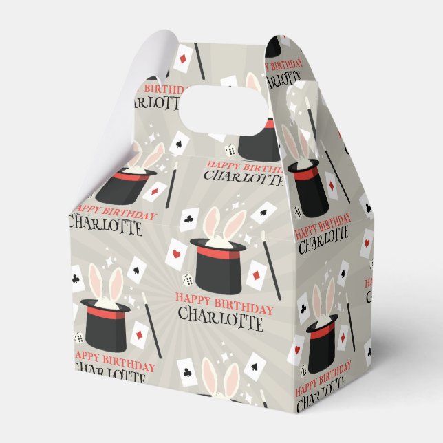 Magic Show Magician Kids Birthday Custom Name Favor Box (Front Side)