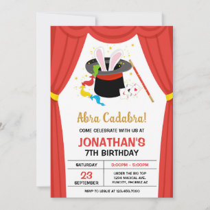 Magic Show Magician Party Birthday Invitation