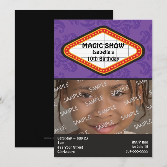 Magic Show Marquee Birthday Party Invitation (Front/Back)