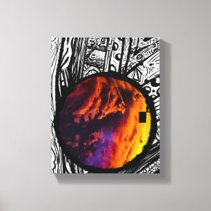 Magic Sky Orange Purple Circular Phrame Art Canvas Print