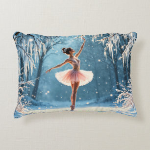Magic snowfall ballerina winter poise art accent pillow