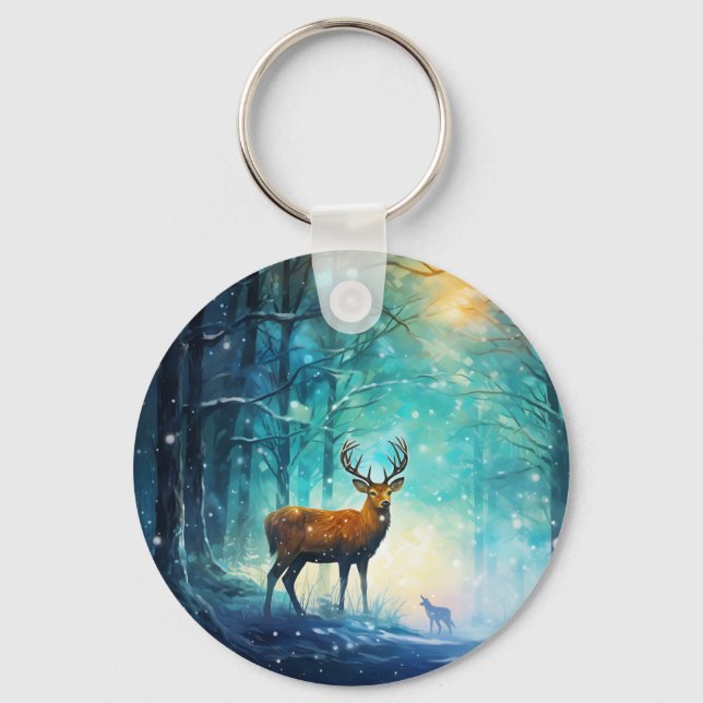 Magic Snowy Forest Art-82109 Keychain (Front)