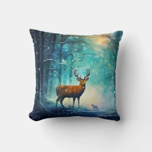 Magic Snowy Forest Art-82109 Throw Pillow