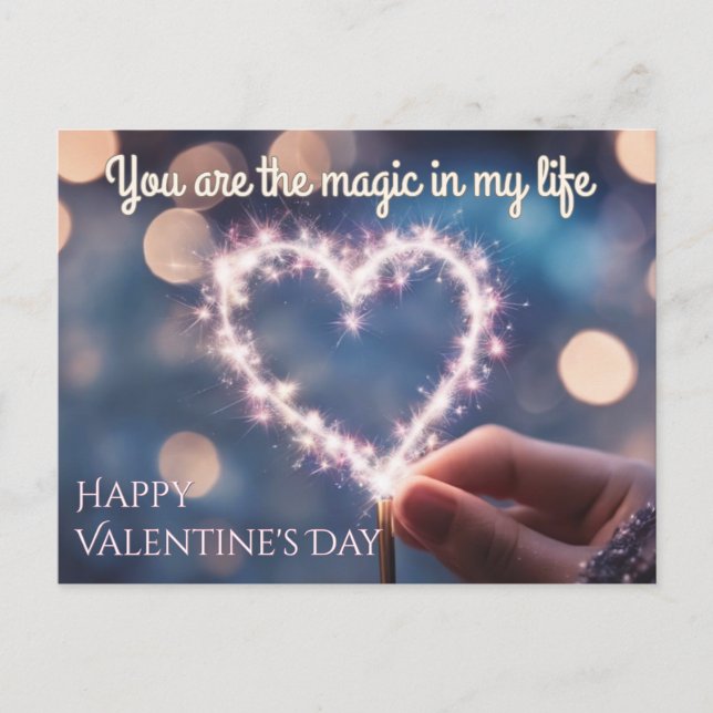 Magic sparkling heart Valentine's Day Card (Front)