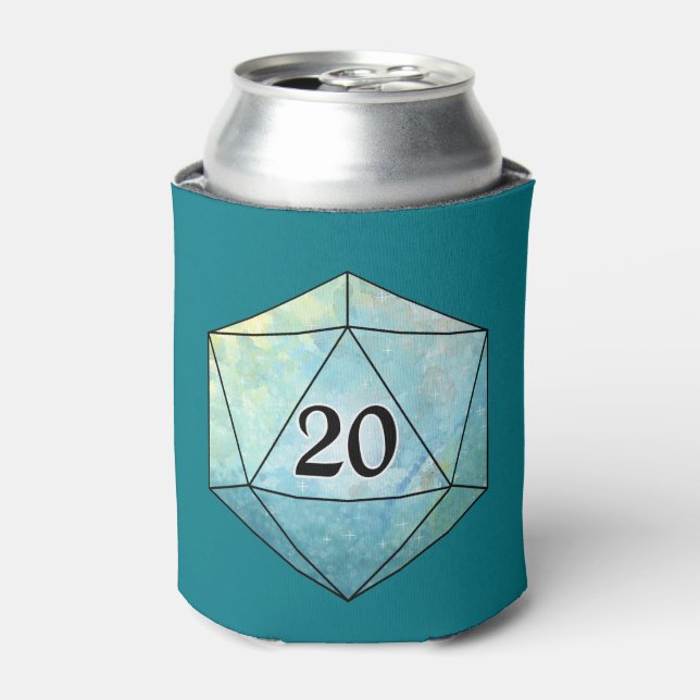 Magic sparkly d20 dice can cooler (Can Front)