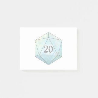 Magic sparkly d20 dice post-it notes