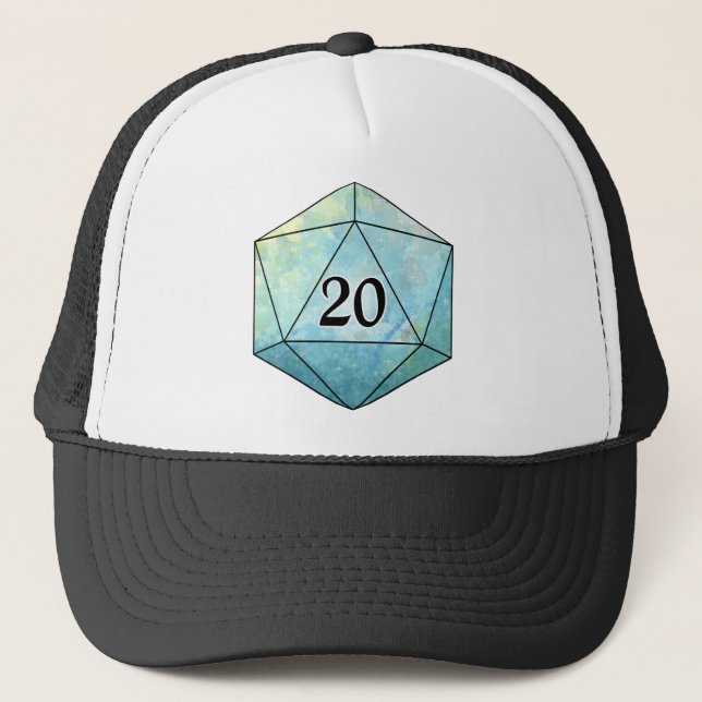 Magic sparkly d20 dice trucker hat (Front)