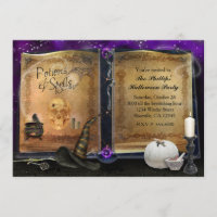 MAGIC SPELL BOOK Halloween Witch Invitation #2