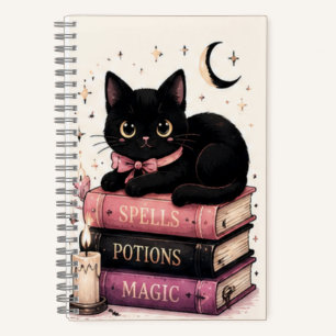 Magic Spell Books Witchy Black Cat