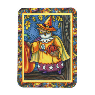 MAGIC SPELLS AND HALLOWEEN HOOTS, OWL WIZARD MAGNET