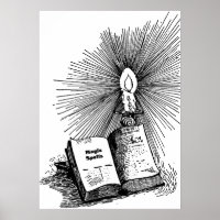 Magic Spells Book Candle Witchcraft art 