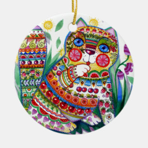 magic spring cat ceramic ornament