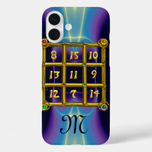 MAGIC SQUARE 33 MONOGRAM Teal, Aqua Blue Purple iPhone 16 Plus Case