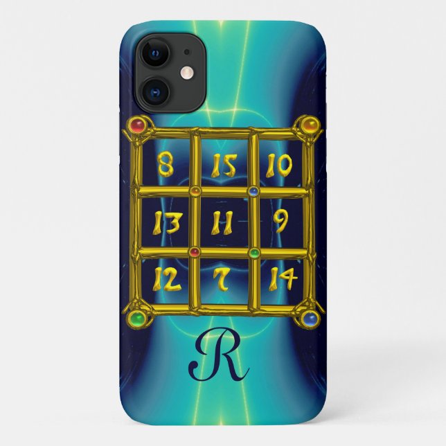 MAGIC SQUARE 33 MONOGRAM  Teal, Aqua Blue Turquase Case-Mate iPhone Case (Back)