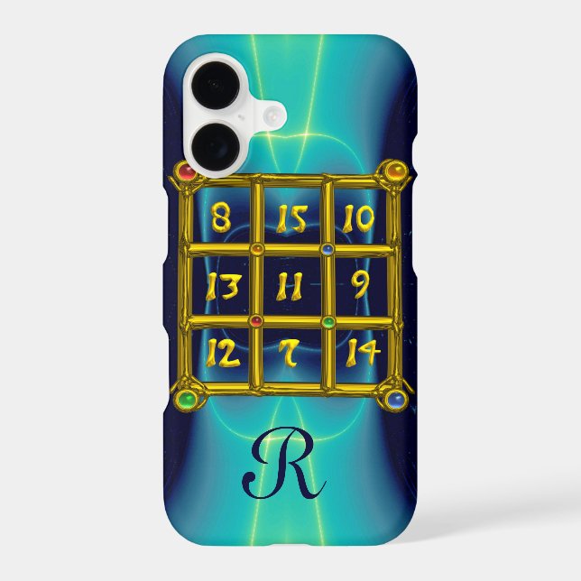 MAGIC SQUARE 33 MONOGRAM Teal, Aqua Blue Turquoise (Back)