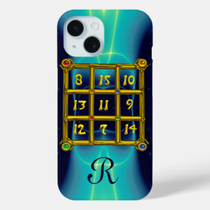 MAGIC SQUARE 33 MONOGRAM  Teal,Aqua Blue Turquoise iPhone 15 Case