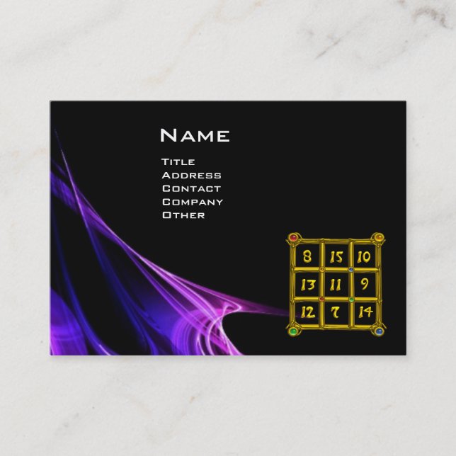 MAGIC SQUARE 33 Pink Blue Purple Fractal Waves Business Card (Front)