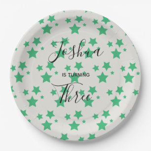 Magic Star birthday Gray Green Paper Plate