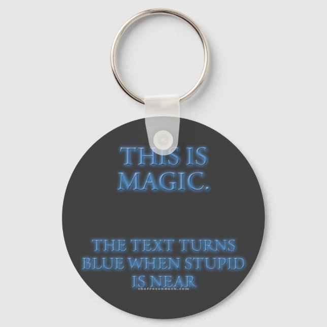 Magic Stupid Warning Keychain (Front)