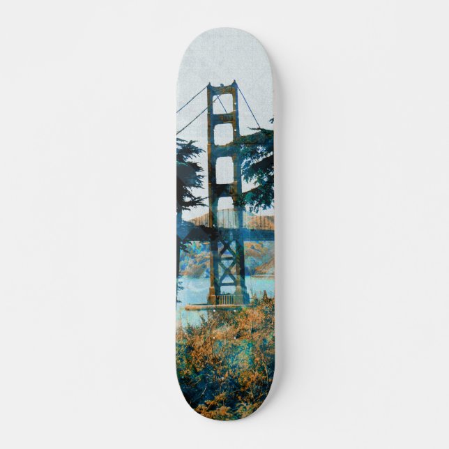 Magic Sunset Bridge Blue_orange Skateboard (Front)
