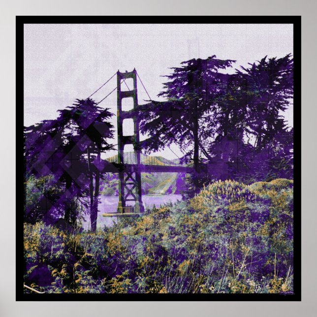 Magic Sunset Bridge purple_salmon Poster (Front)