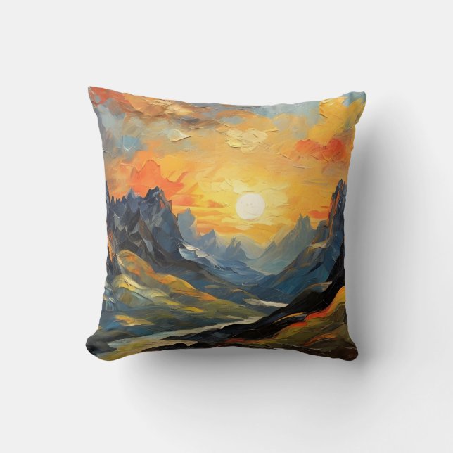 Magic Sunset In The Mountains Throw Pillow (Front)