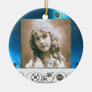 MAGIC SWIRLS PHOTO TEMPLATE , Blue Sapphire Ceramic Ornament