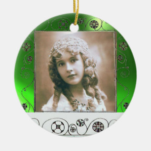 MAGIC SWIRLS PHOTO TEMPLATE ,Green Emerald Ceramic Ornament