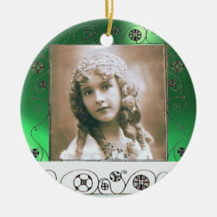 MAGIC SWIRLS PHOTO TEMPLATE ,Green Jade Ceramic Ornament