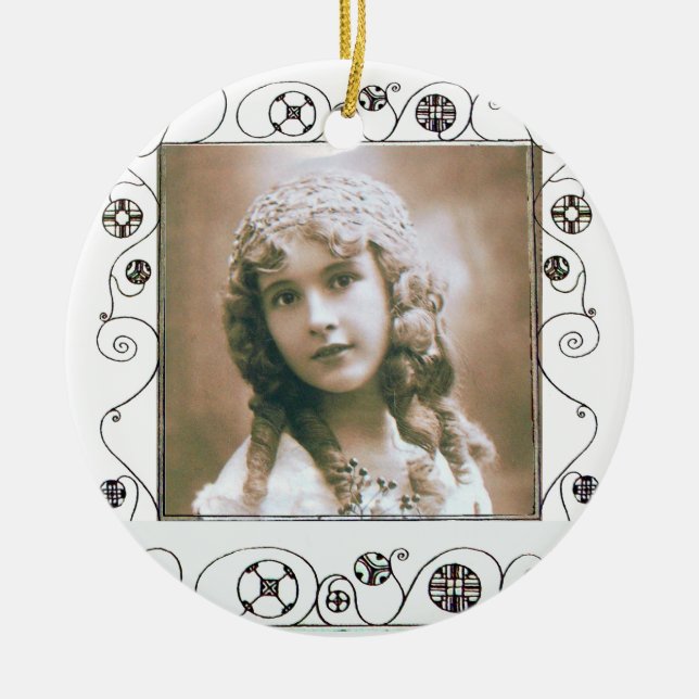 MAGIC SWIRLS PHOTO TEMPLATE , Pink Red Ruby Ceramic Ornament (Front)