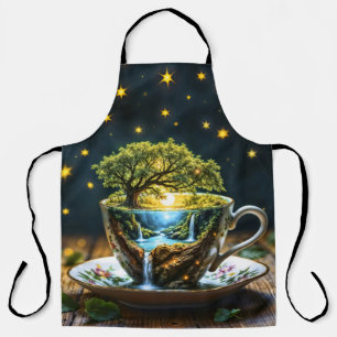 Magic teacup landscape fantastic nature apron