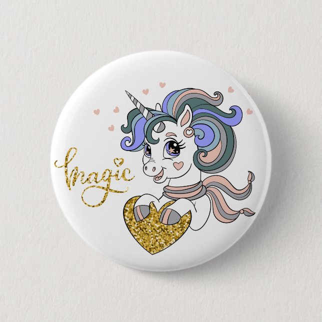 Magic The Unicorn  2 Inch Round Button (Front)