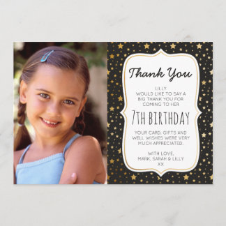 Magic themed photo birthday thank you card