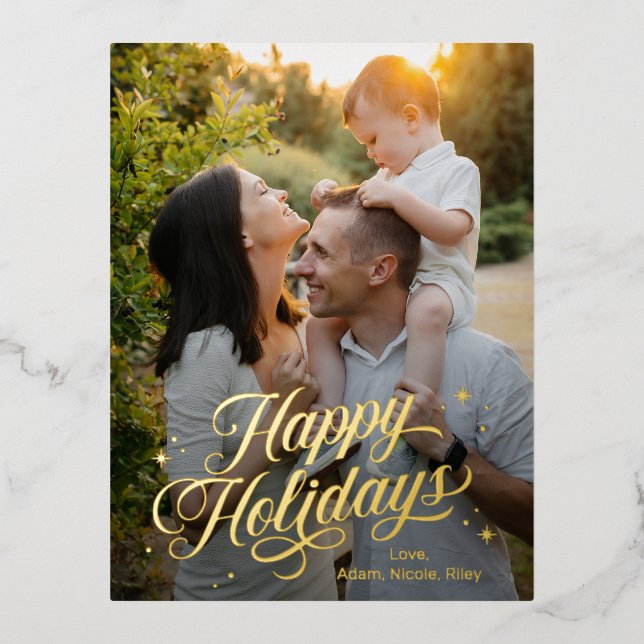 Magic Time Happy Holidays Foil Holiday Carte posta (Recto)