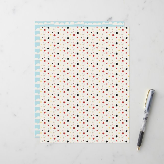Magic Tiny Stars Scrapbook Paper (Front/Back In Situ)
