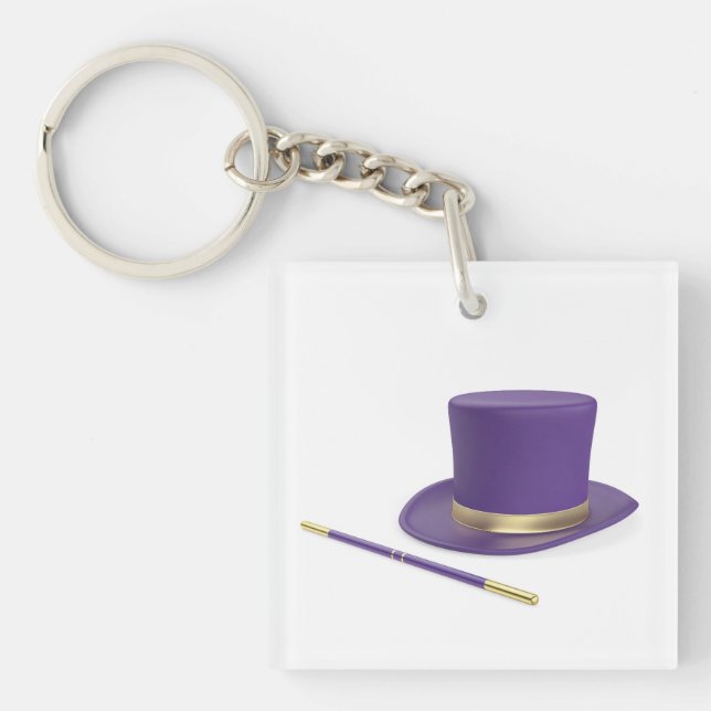 Magic top hat and magic wand keychain (Front)