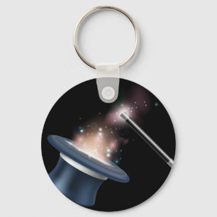 Magic tophat and magic wand keychain