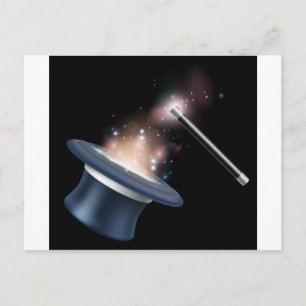 Magic tophat and magic wand postcard