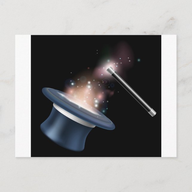 Magic tophat and magic wand postcard (Front)