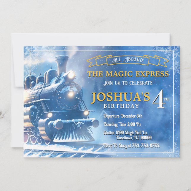 Magic Train Birthday Invitation (Front)