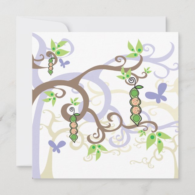 Magic Tree Peas in Pod Gender Reveal Baby Shower Invitation (Front)