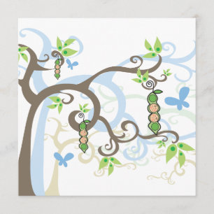 Magic Trees Twin Boys Pea in Pod Baby Shower Invitation