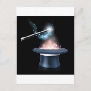 Magic trick hat and wand postcard