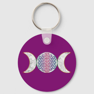 Magic Triple Moon - Spirit Flower Of Life 2 Button Keychain