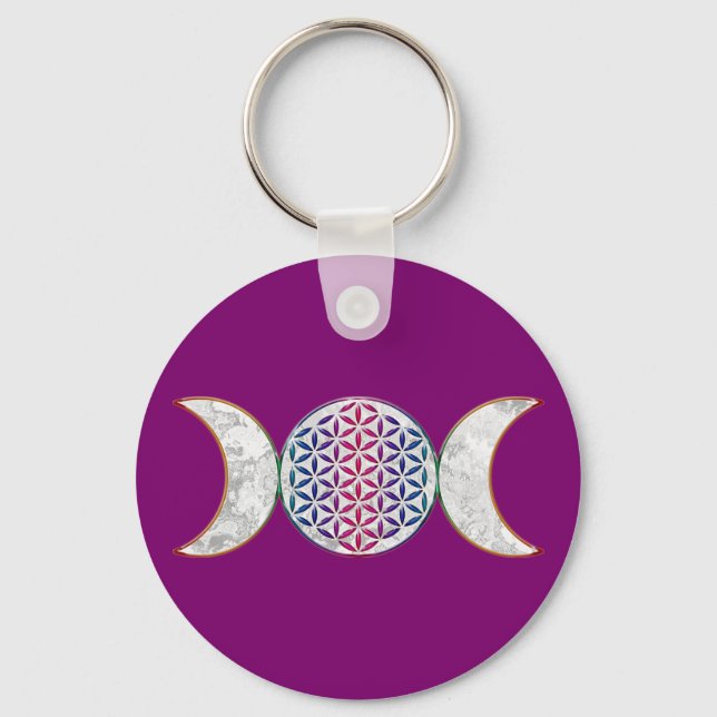 Magic Triple Moon - Spirit Flower Of Life 2 Button Keychain (Front)