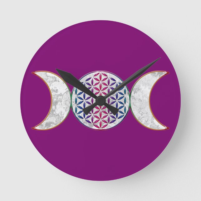 Magic Triple Moon - Spirit Flower Of Life 2 Round Clock (Front)