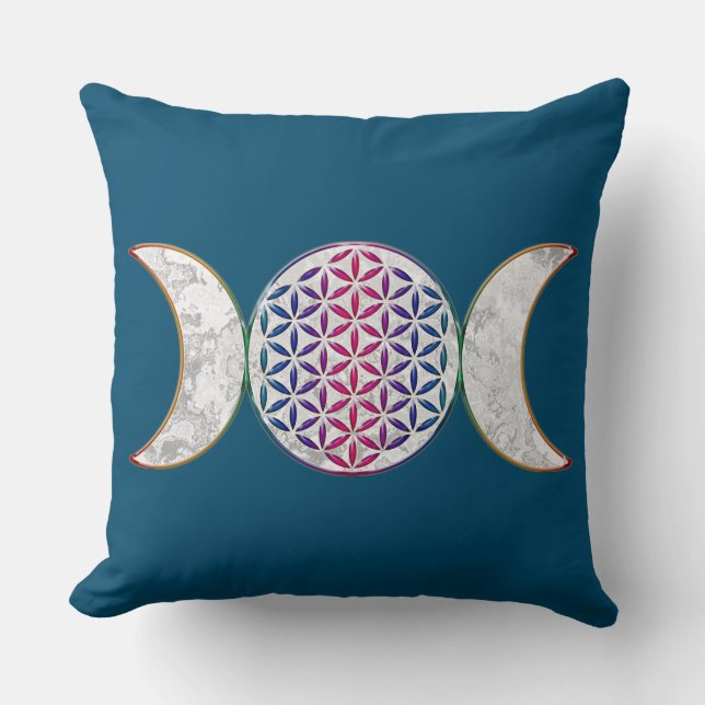 Magic Triple Moon - Spirit Flower Of Life 2 Throw Pillow (Front)